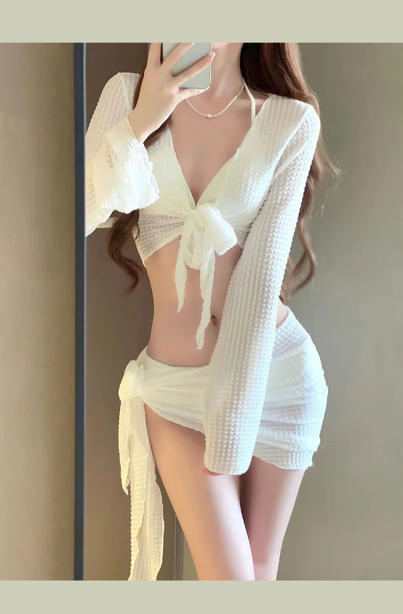 Women's Four-Piece Bikini - High-End Sexy Split Swimsuit-Premium Beach Vacation Hot Spring Swimwear for Pool Parties-Casual Use