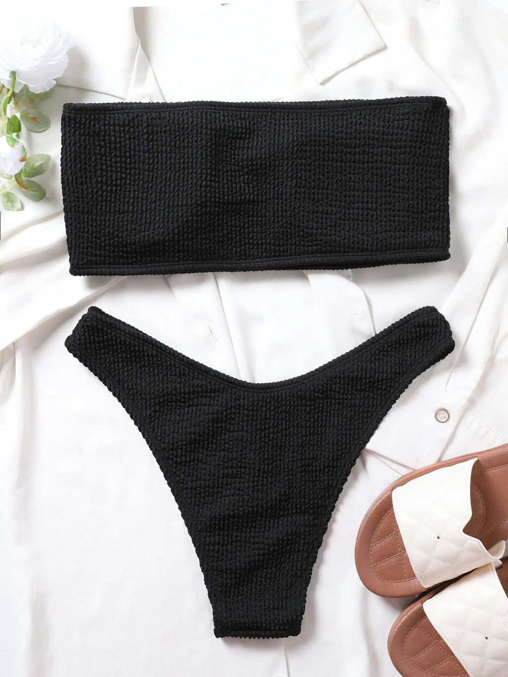 Fashion Bikini Textured Swimwear Women 2025 High Cut Swimsuit Women Bathing Suits Solid Brazilian Bikinis Set