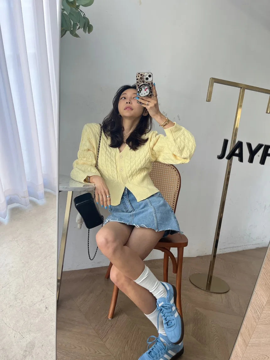 Chic High Waist A-Line  Skirt Women's Jeans ort Skirt Spring Vintage Slimming Splicing Hemming Girl's Faion Commute