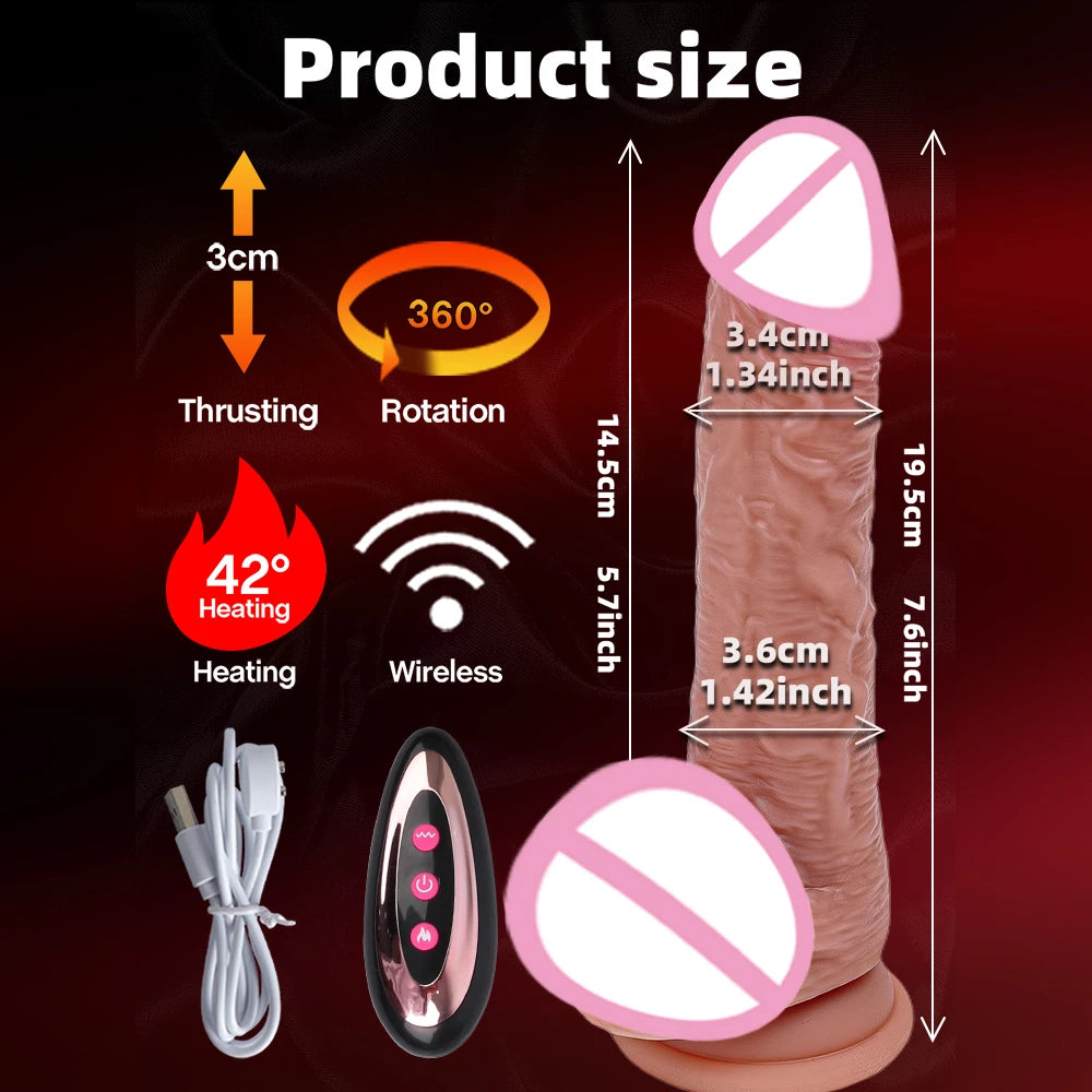 Dildo Vibrator with Remote – 10 Vibration Modes, Telescopic & Rotating Features, Realistic Shaft