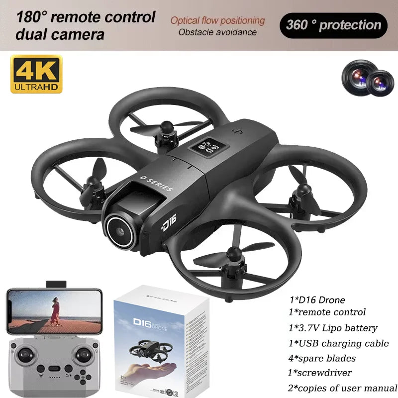 D16 RC Drone 8K Aerial HD Profesional Dual-camera FPV Helicopter Optical Flow GPS Positioning Avoidance Bushless Motor Drone UAV
