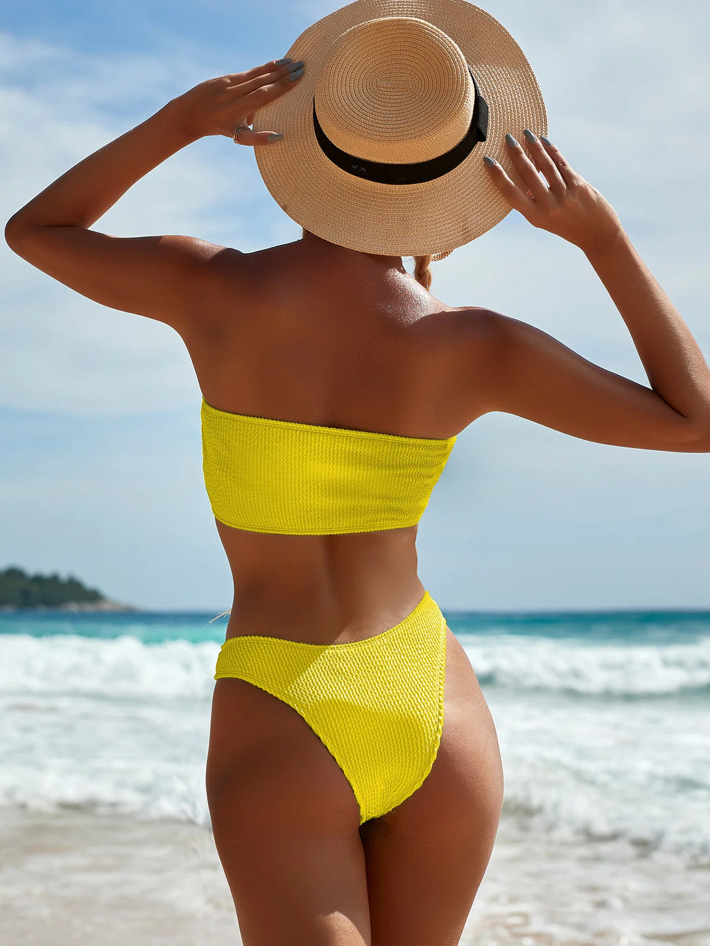 Fashion Bikini Textured Swimwear Women 2025 High Cut Swimsuit Women Bathing Suits Solid Brazilian Bikinis Set