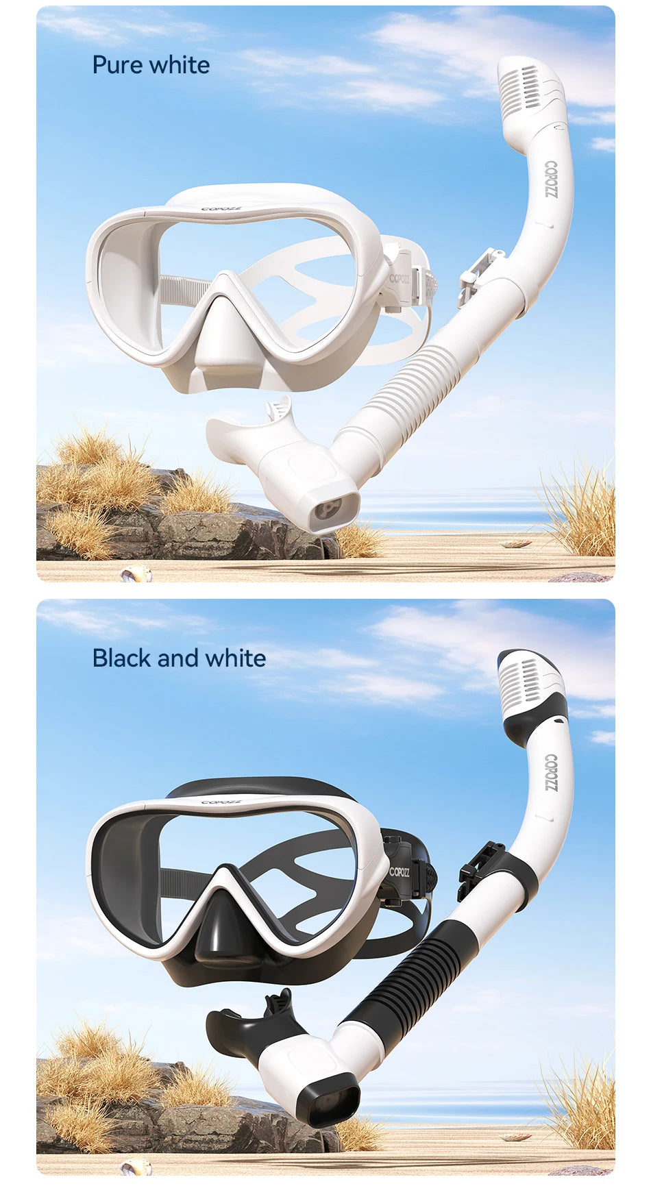 COPOZZ Professional  Diving Mask Full Vision Mask Underwater Snorkel Mask Set Swimming Snorkel HD Anti Fog Diving Equipment