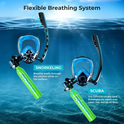 Mini Scuba Tank and Snorkel Mask Combo, 0.5L Scuba Gear with 6-10 Mins of Underwater Breathing, Underwater Breath System