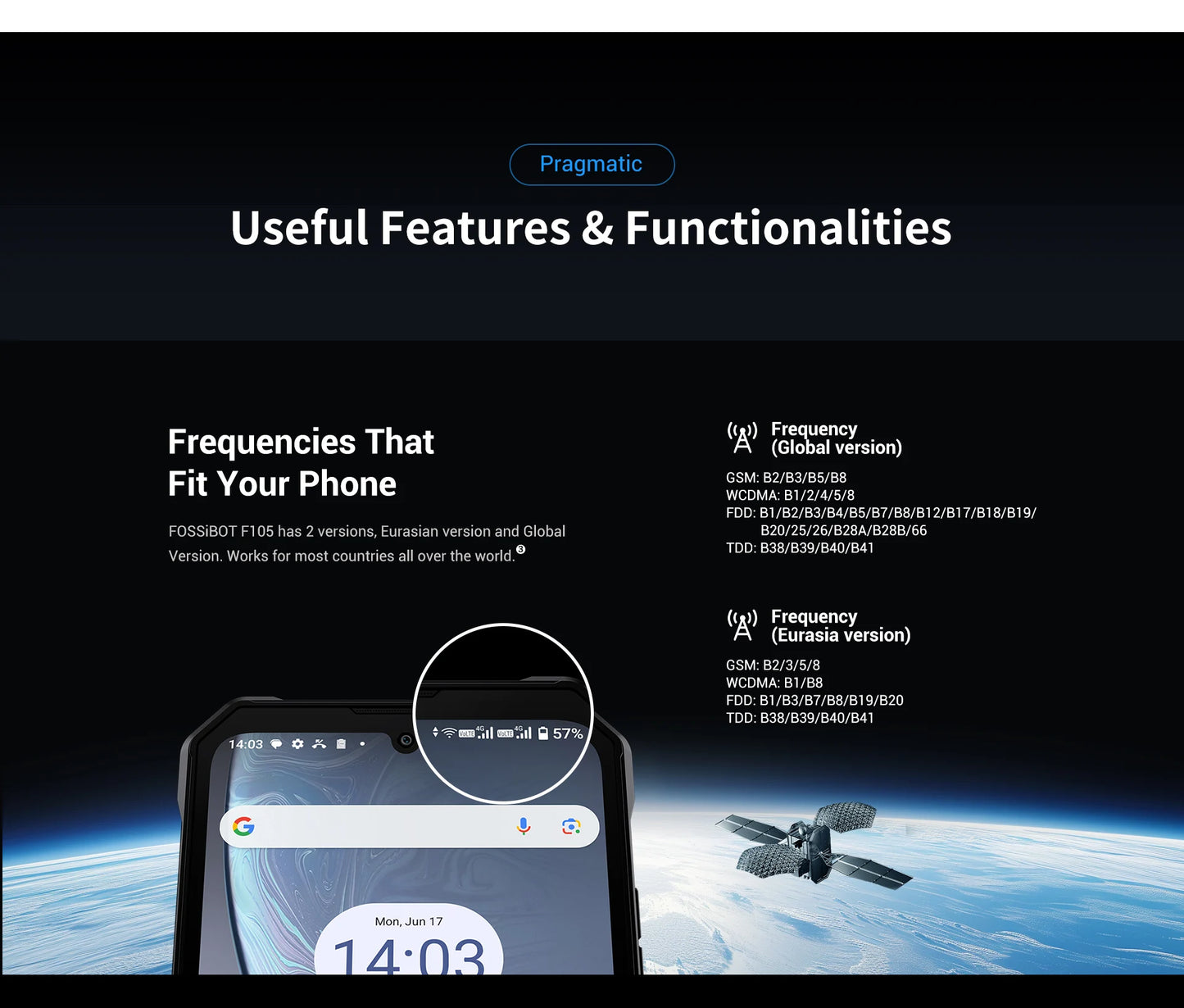 [World Premeire]FOSSiBOT F105 Rugged Smartphone Android 14 OS 10300mAh 12+64GB Mobile Phone 20 MP Camera 6.745" HD+ IPS Phone
