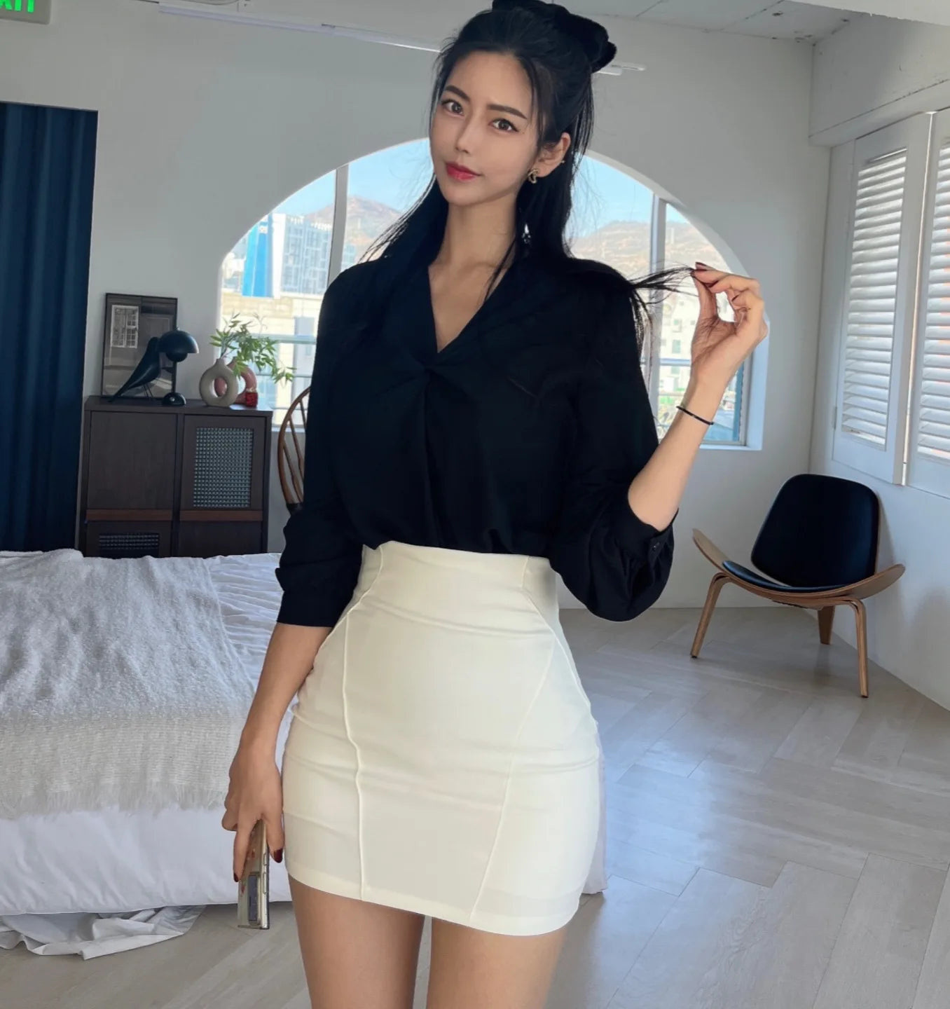 WOMENGAGA  Fashion Mini Skirts Korea 2024 Autumn/Winter New High Waist Tight Simple Solid Color Hip Wrapped Short Skirts 3JAB