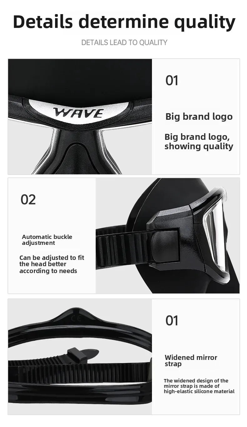 Professional Anti-fog HD Large Frame Diving Goggles Full Face Snorkeling Mask Freediving Scuba Equipment