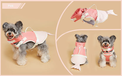 Dog Life Jacket Enhances Buoyancy Adjustable for Safe Fit to Pet Body Swimming Rowing Surfing Pet Flotation Vest