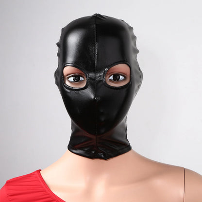 Adult Shiny Leather Masks Sex Toys Bronzing Cloth Open Mouth And Eye Glued Head Cover Couples Adult Products