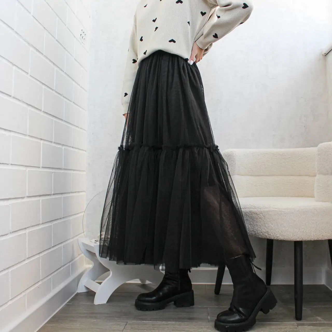 Hirsionsan Pleated Cake Skirts Women 2024 New Korean Harajuku Sweet Lace Skirt Ladies Elegant Party Ball Gown Female Mesh Skirt