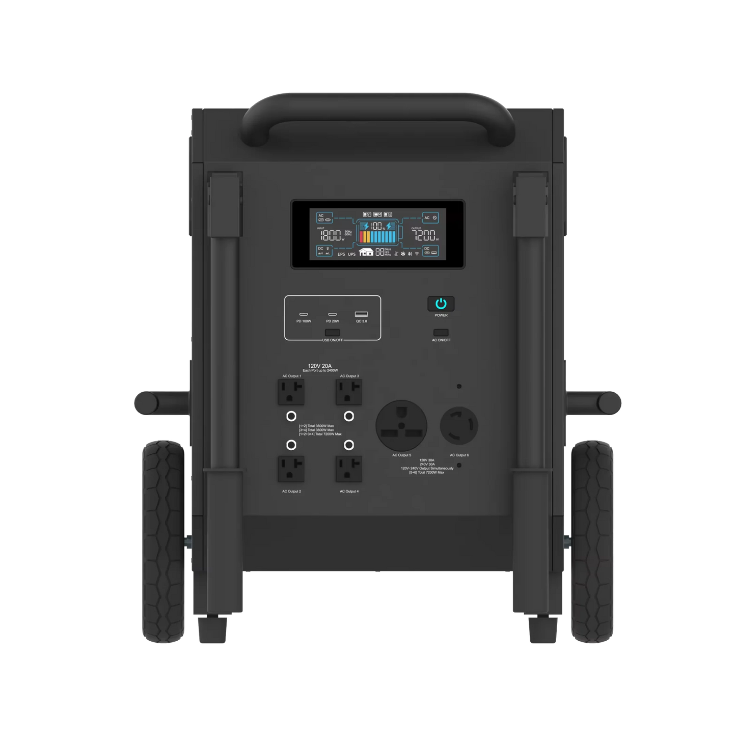 Portable Power Station Large Capacity 9792Wh UPS Battery LiFePO4 7200W Dual-Voltage Solar Generator Pure Sine Wave Inverter Car