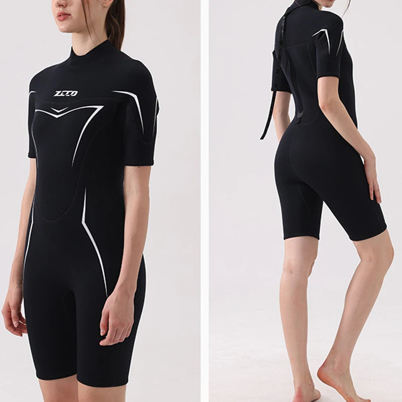 3mm Wetsuits for Men Women Neoprene Diving Suits Back Zipper Short Sleeve Swimsuits for Diving Snorkel Surfing Swimming Wet Suit
