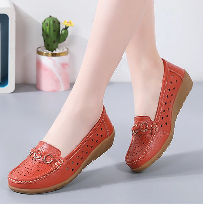 Woman Shoes Breathable Leather Shoes For Women Low Heels Casual Zapatos Mujer Elegant Heel Women's Shoes Flats Female Footwear