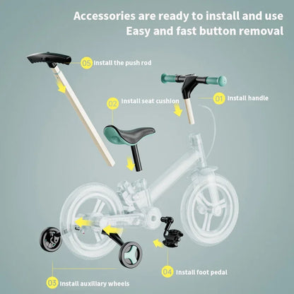 Children's bicycle balance bike 4-in-1  1-6-year-old girl boy pedal folding bike