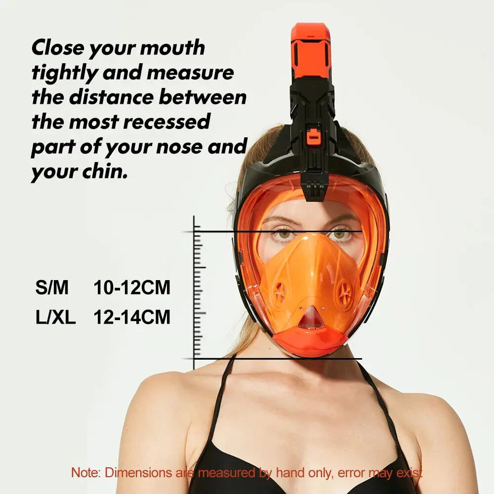 Full Face Diving Mask for Men Women Swim Snorkel Mask with Detachable Camera Mount Adult Snorkeling Tube Goggles Set Scuba Gear