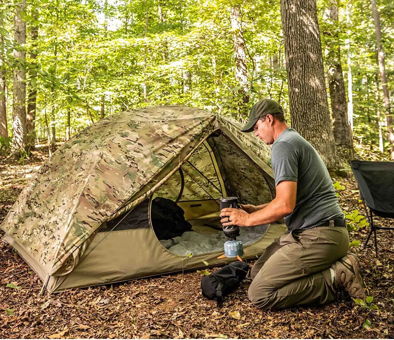 Outdoor Single Camping Tent Ultra light Hiking Tent, Double-layer Marching Camouflage Rainproof Tent trekking Shelter Tent
