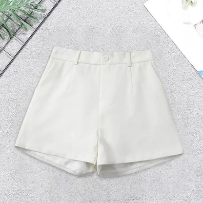 Women Suit Shorts Elegant High Waist White A Line Wide Leg Suit Short Commute Summer Suit Shorts Casual Slim Hot Short Pants