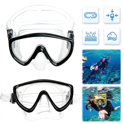 Scuba Diving Mask with Nose Cover Scuba Mask Silicone Skirt Diving Goggles Anti-Fog Swimming Goggles for Adults