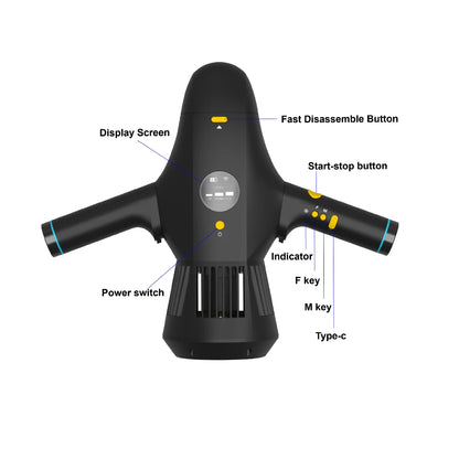 M1 Multi-fonctio Water Proof and Removable Battery Underwater Sea Scooter Electric Booster for Diving Snorkeling Sea Adventure