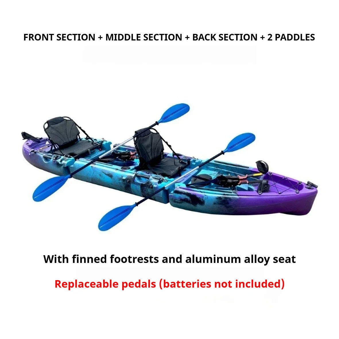 2025 Portable LLDPE Kayak With Split Hard Shell Electric Pedal-Driven Canoe For Solo Tandem Lake Sea Adventures Modular Assembly