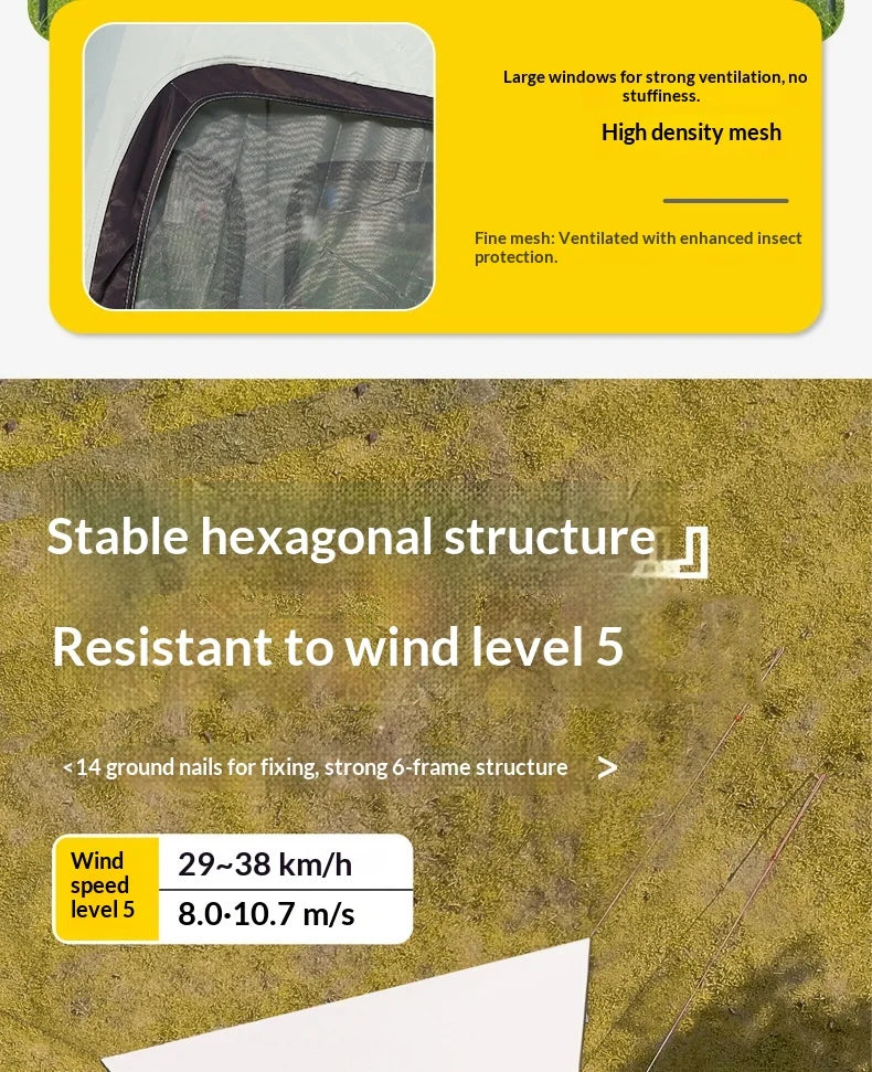 Camping Tents Automatic Pop Up Beach Camping Tent Portable Foldable Waterproof UV Sun Shade Instant Hexagonal Shelter Outdoor