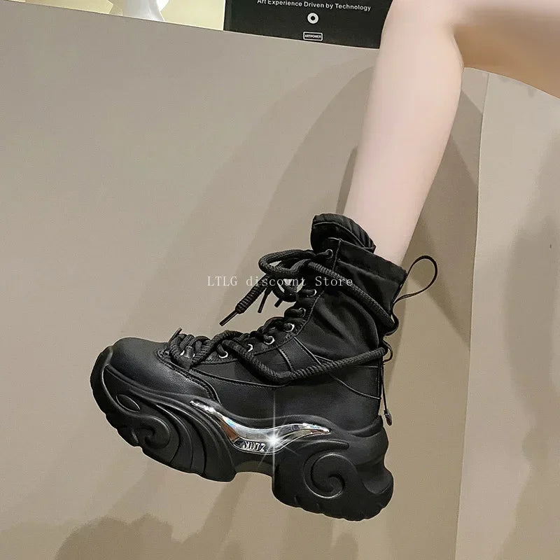 Women's Pink Boots Platform New in  Calf High Boot Woman Winter Girl's Ankle Bootie White Sneakers Trends 2023 Cross Strap Bling