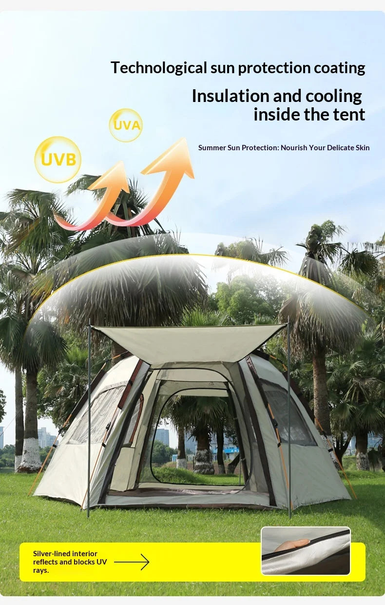 Camping Tents Automatic Pop Up Beach Camping Tent Portable Foldable Waterproof UV Sun Shade Instant Hexagonal Shelter Outdoor