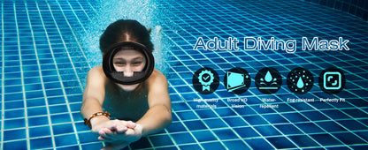 Adult Dive Mask: Wide View Anti-Fog Lens for Scuba, Snorkeling & Freediving - Comfortable Water Goggles