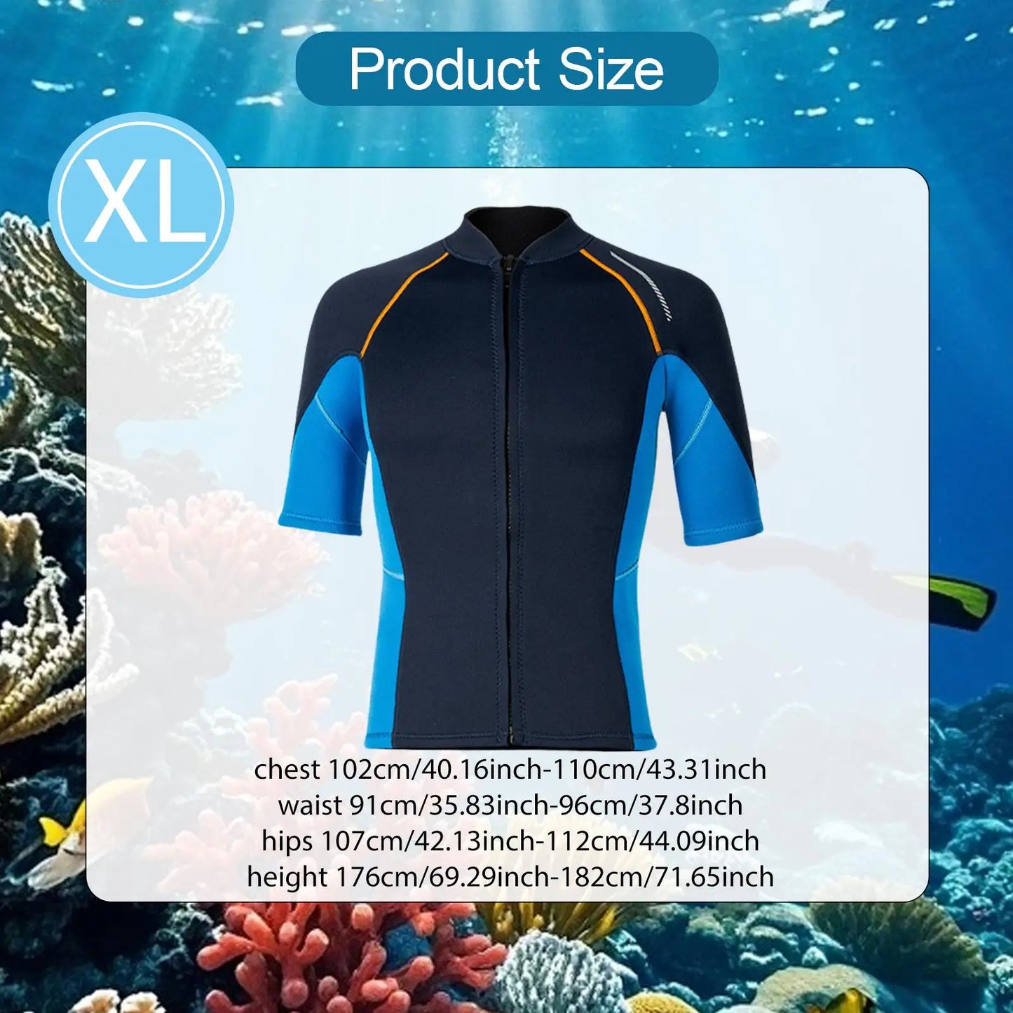 Wetsuit Top Men Front Zipper Jacket Diving Suit Swimming Suit Swimsuit for Canoeing Swimming Kayaking Surfing Water Sports