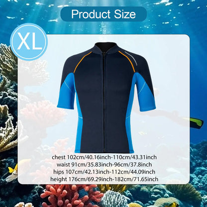 Wetsuit Top Men Front Zipper Jacket Diving Suit Swimming Suit Swimsuit for Canoeing Swimming Kayaking Surfing Water Sports