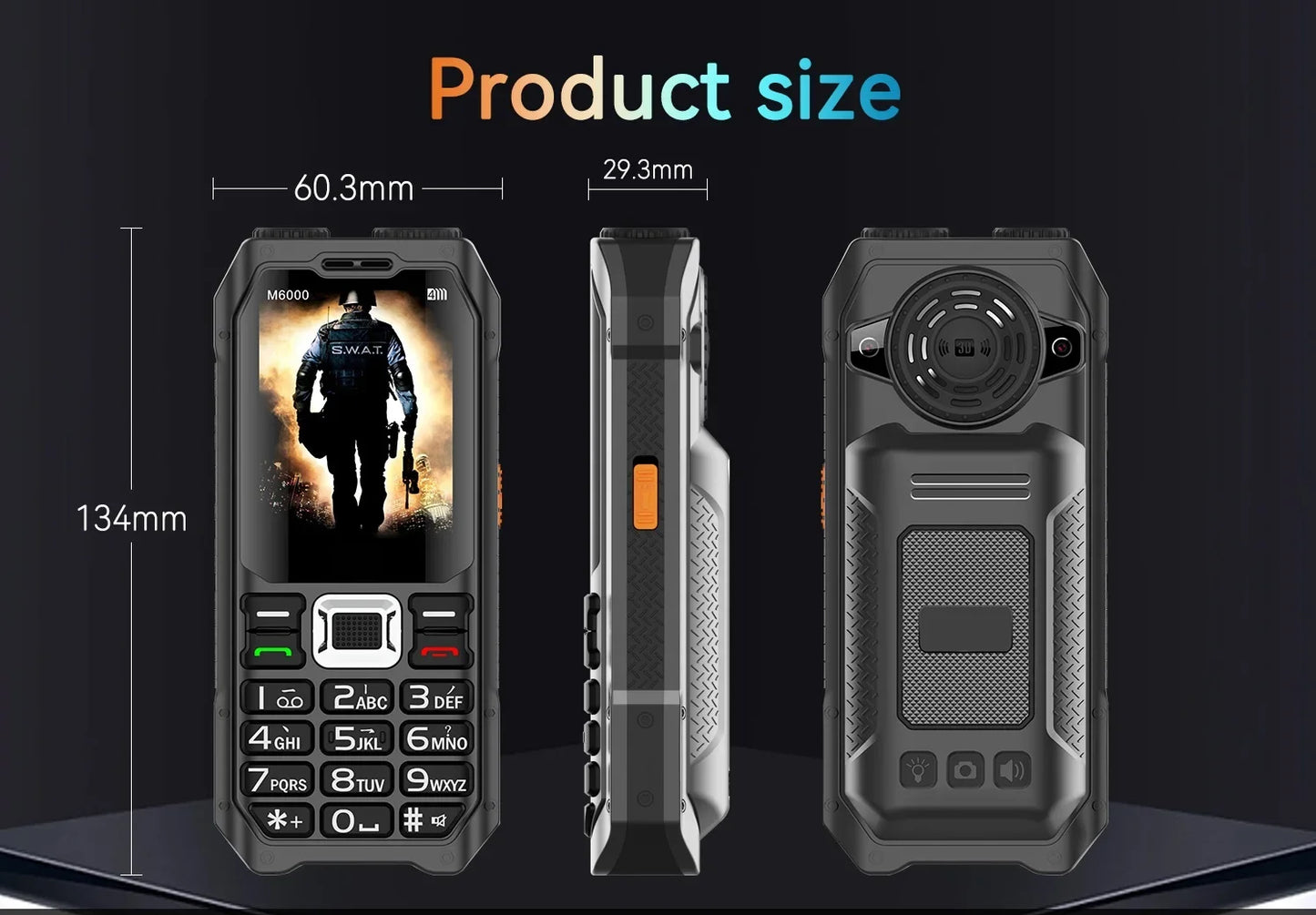 Rugged Outdoor Mobile Phone 4 Quad Sim Voice Changer Dual Torch Loudspeaker Large Button Powerbank Large Battery SOS Call Mobile