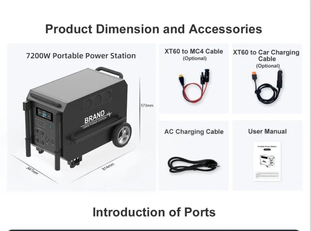 Portable Power Station Large Capacity 9792Wh UPS Battery LiFePO4 7200W Dual-Voltage Solar Generator Pure Sine Wave Inverter Car