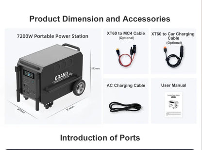 Portable Power Station Large Capacity 9792Wh UPS Battery LiFePO4 7200W Dual-Voltage Solar Generator Pure Sine Wave Inverter Car