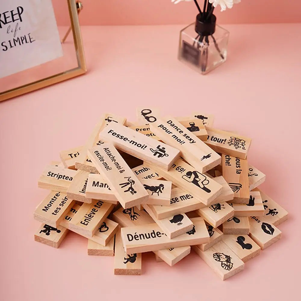 48PCS Dating Building Blocks For Date Nights Valentines And Adult Party Games Tower Game Deluxe Naughty Wooden Couple Toys