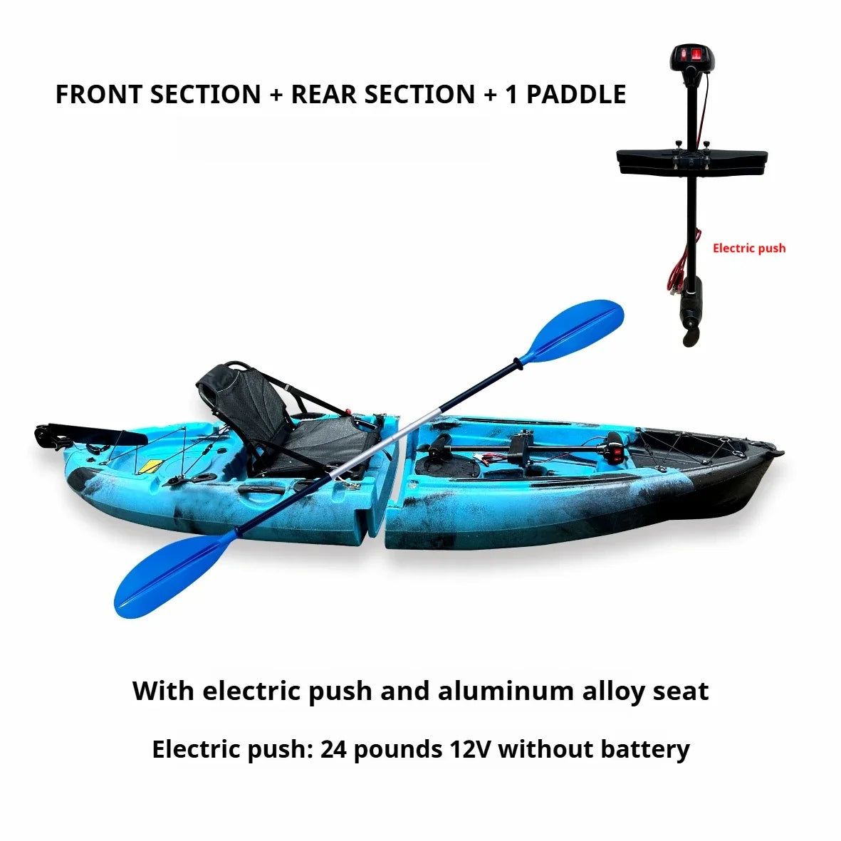 2025 Portable LLDPE Kayak With Split Hard Shell Electric Pedal-Driven Canoe For Solo Tandem Lake Sea Adventures Modular Assembly