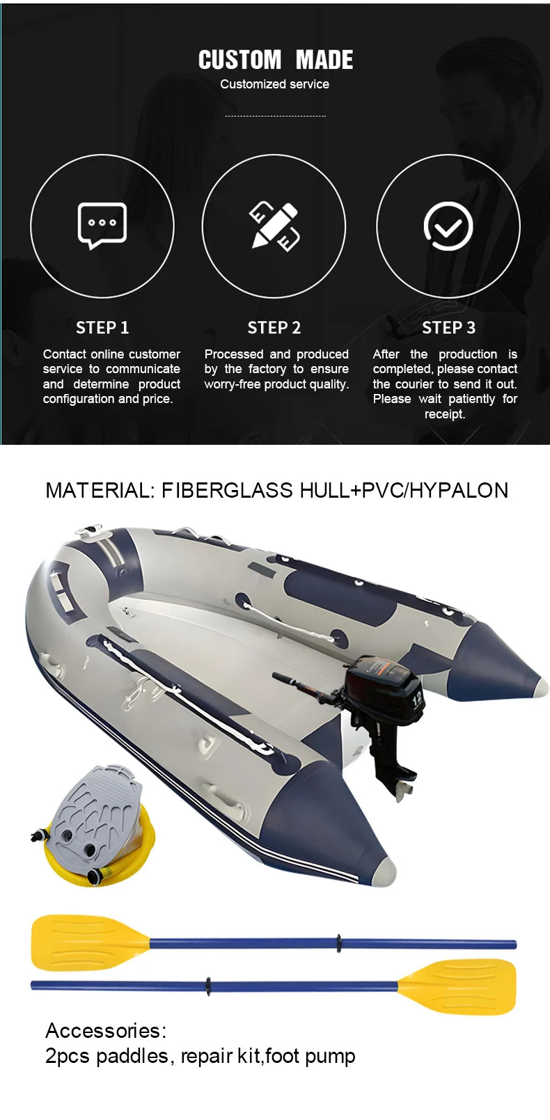 9ft-13ft Outdoor Drifting Rib Boat 300 390 Semi-Rigid Aluminum/Hypalon/PVC Inflatable Dinghy Orca