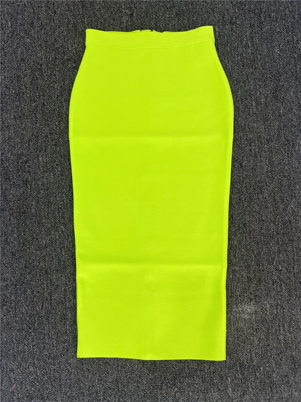 Classic Bandage Skirt Women Elegant High Waist Midi Calf Long Pencil Skirts Office Ladies Formal Party Dress Daily Skirts