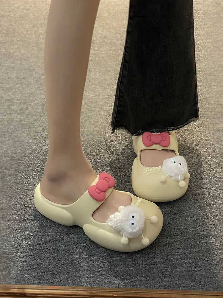 Cute Fairy  Slippers for Women's Summer Outer-Wear Thick-Soled Clogs Shoes Sandals For The Beach