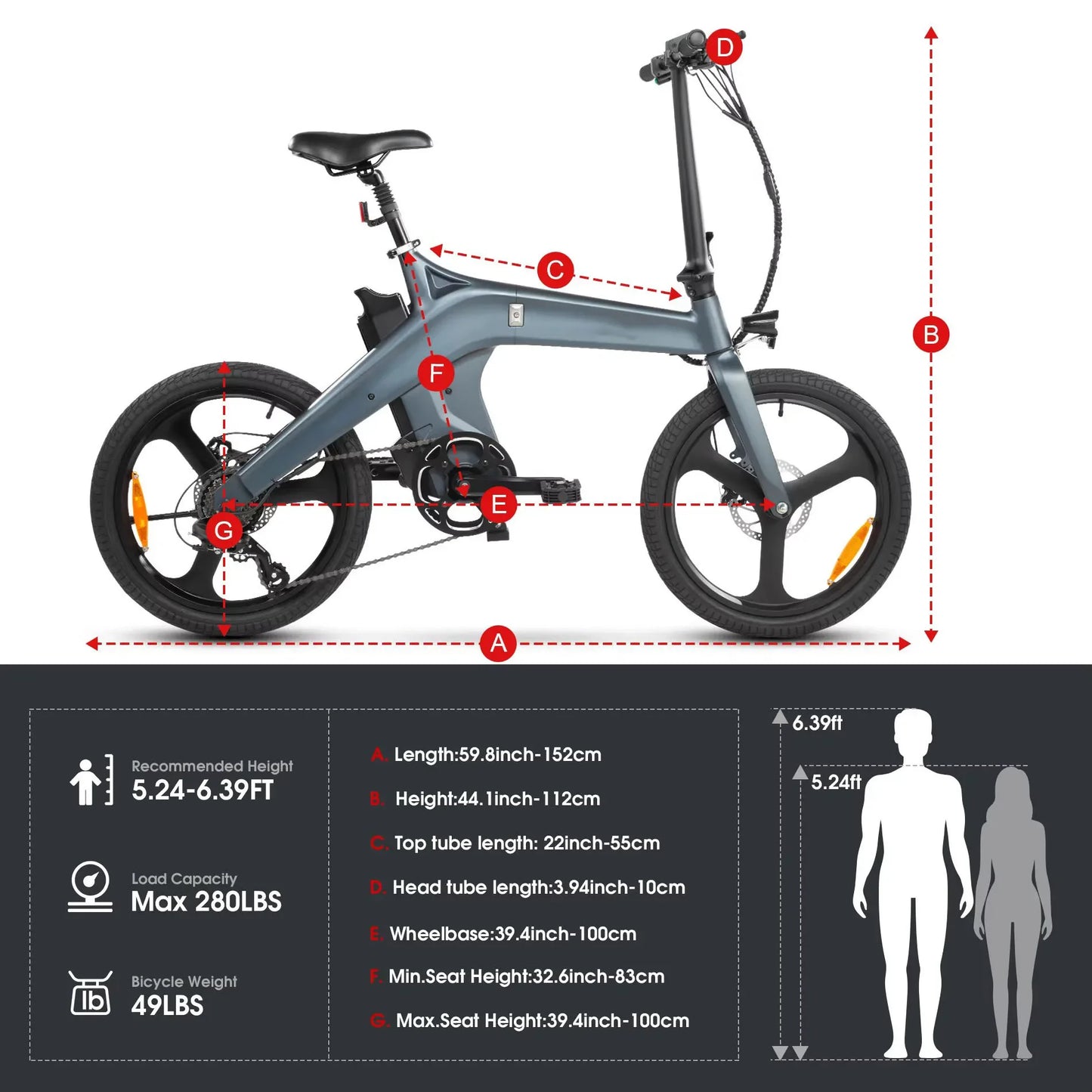 250W brushless motor electric bike, 20-inch 36V 10AH battery foldable electric bicycle, convenient ebike for urban commuting
