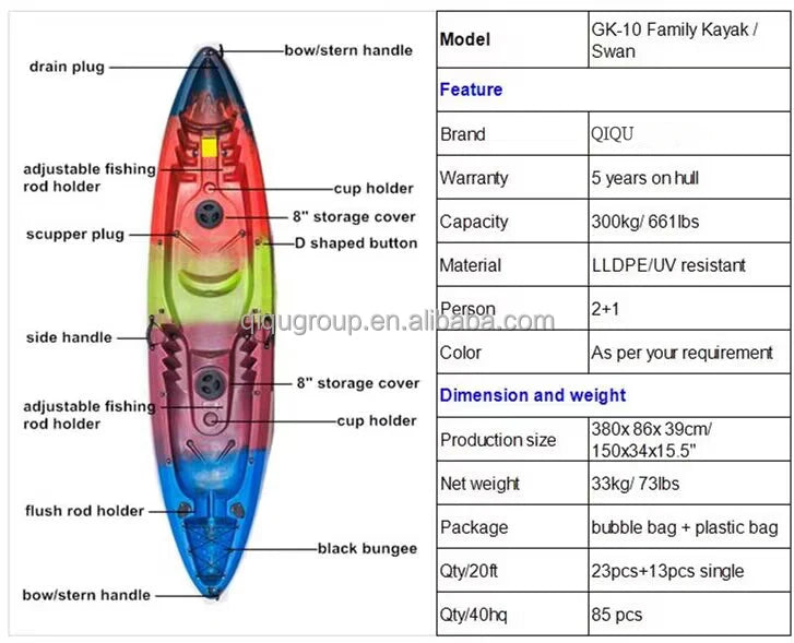 Top Quality LLDPE Material Water Sports 2 Person Drop Stitch Pedal Fishing Kayak