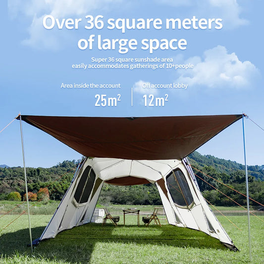 6/8/10 Person Family Camping Tent  Water Resistant Big Tunnel Tent with Rainfly Large Family Tent for  Outdoor Camping Party