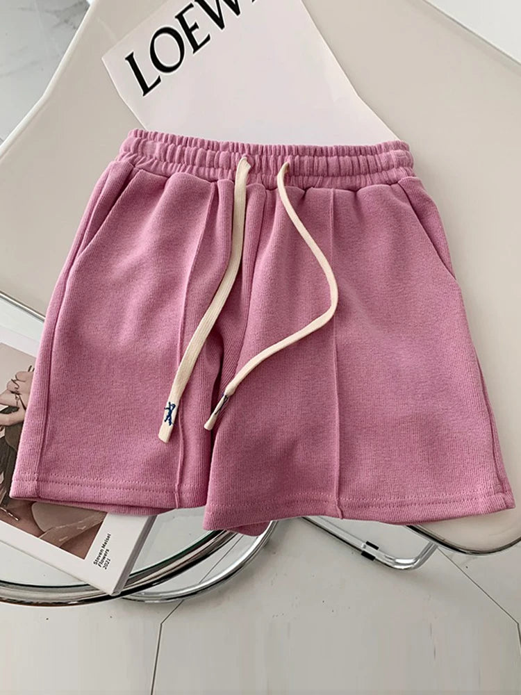 2026 Summer Shorts Women Elasticity Lovely Girls Korean Style Sweet Students Harajuku Simple Pure Gray Trousers Female New