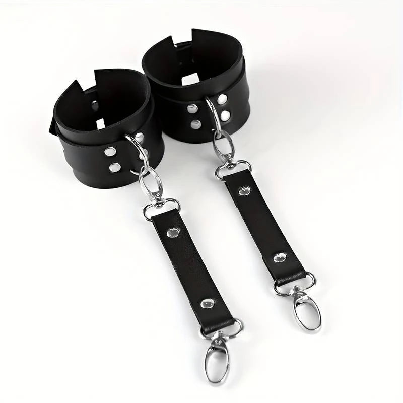 Adult Sex Toys For Women Leather Garter Lingerie Crotchless Erotic Leg Rings Harness Kit Leg Ring Handcuff Set Porn Restraints