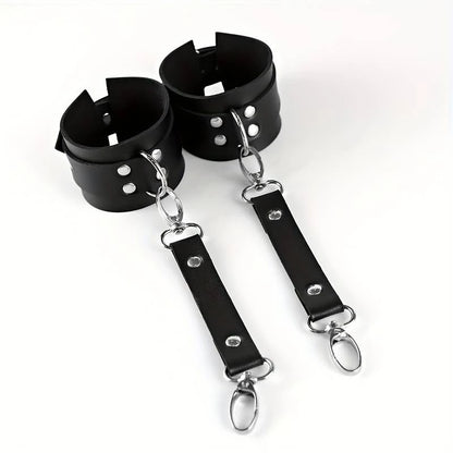 Adult Sex Toys For Women Leather Garter Lingerie Crotchless Erotic Leg Rings Harness Kit Leg Ring Handcuff Set Porn Restraints