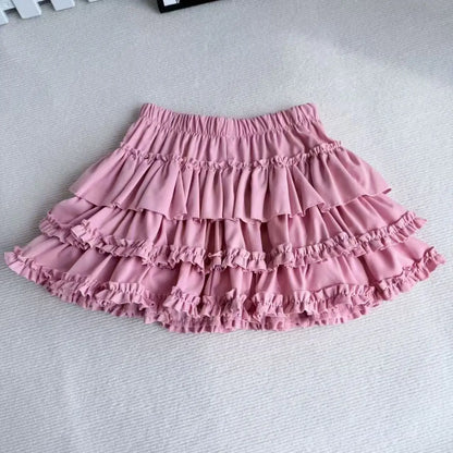 Women Pleated Bubble Mini Skirt Y2k Summer 2025 Korean Fashion Elastic Waist Puffy Short Skirt Girls Cute A Line Cake Skirt