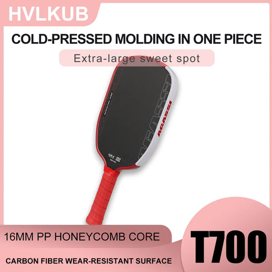 HVLKUB Agassi T700 Carbon Fiber Pickleball Paddle, 16mm PP honeycomb core, cold-pressed construction, extra-large sweet spot