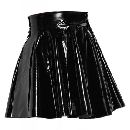 Womens Latex Skirt for Rave Party Club Dance Stage Performance Costume Clubwear Woman Pu Leather Pleated Mini Skirts