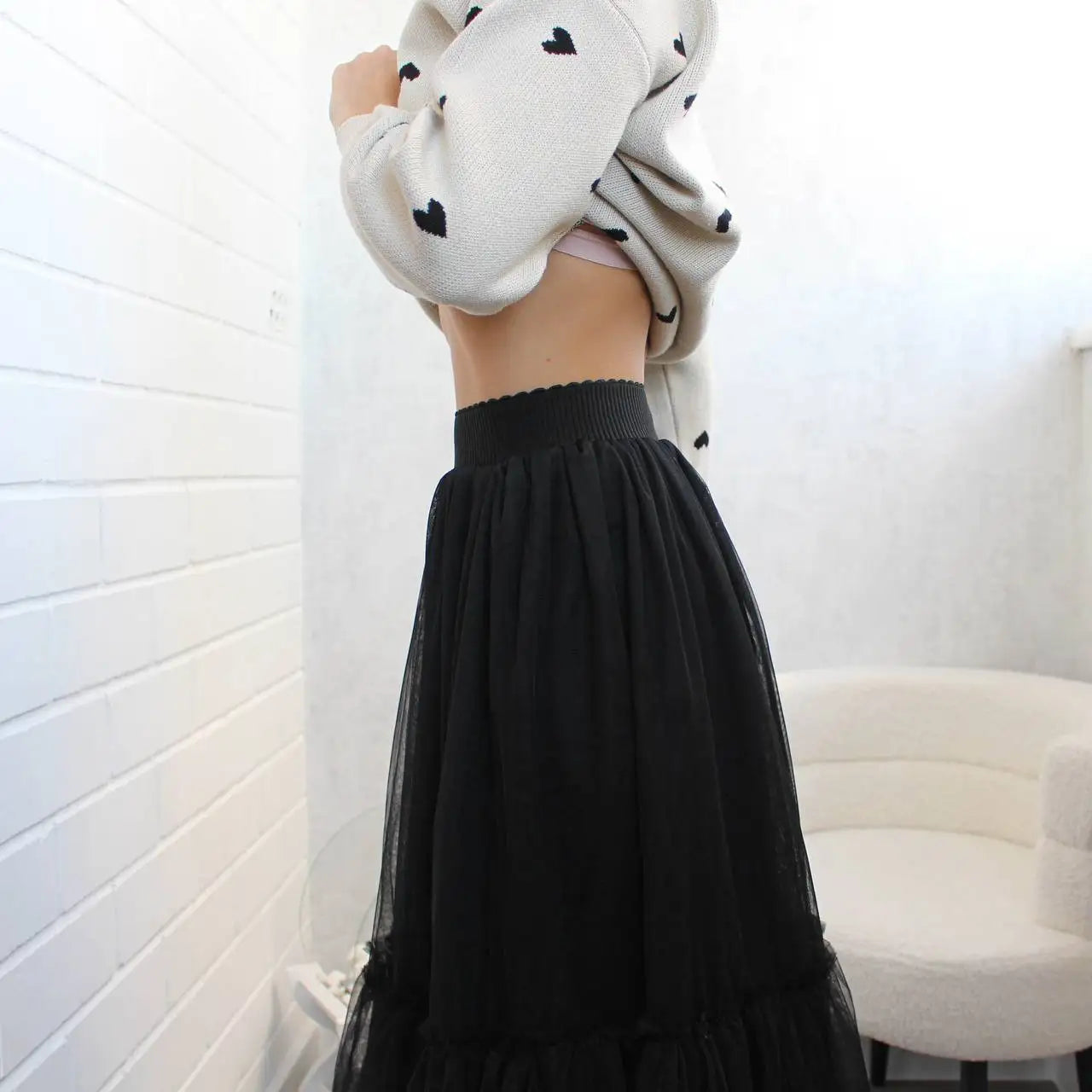 Hirsionsan Pleated Cake Skirts Women 2024 New Korean Harajuku Sweet Lace Skirt Ladies Elegant Party Ball Gown Female Mesh Skirt