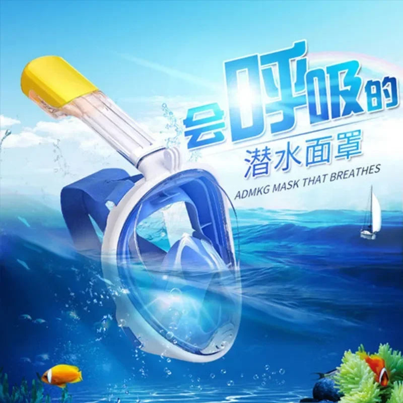Full Face Diving Mask Underwater Snorkeling Anti Fog Swimming Mask Set Scuba Diving Respirator Masks Safe Breath for Kids Adults
