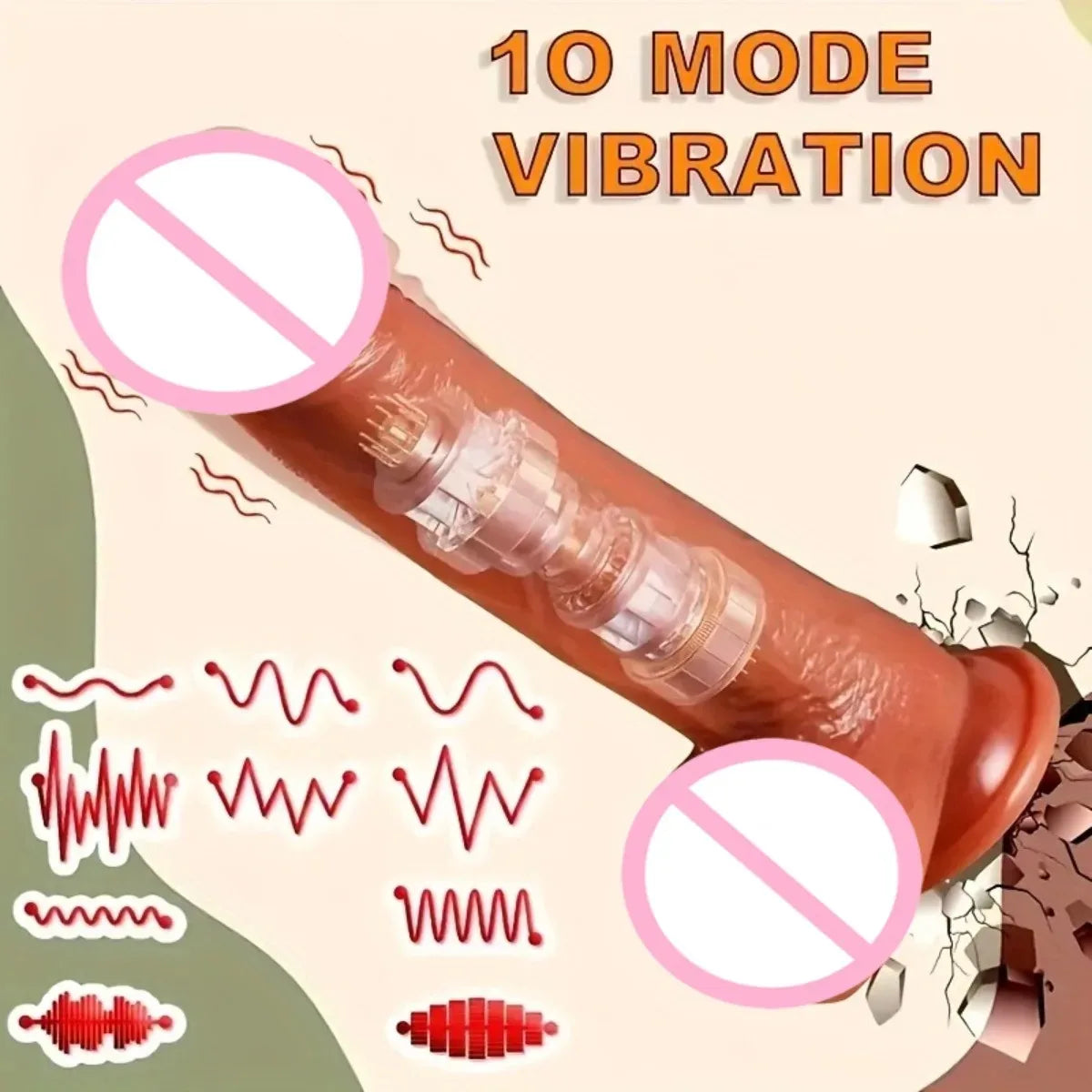 Dildo Vibrante Intelligente con Riscaldamento e 10 Modalità di Vibrazione, Realistico in Silicone, Stimolatore Punto G con Telec